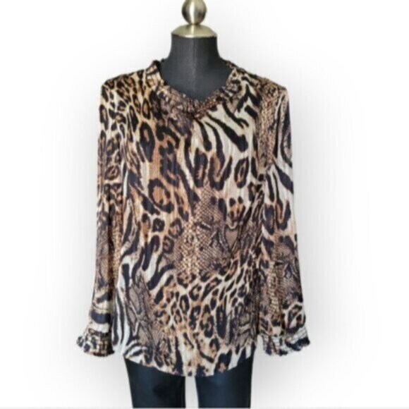 Frank Lyman Leopard Print Chiffon Blouse NWT Sz 8 - Picture 7 of 10